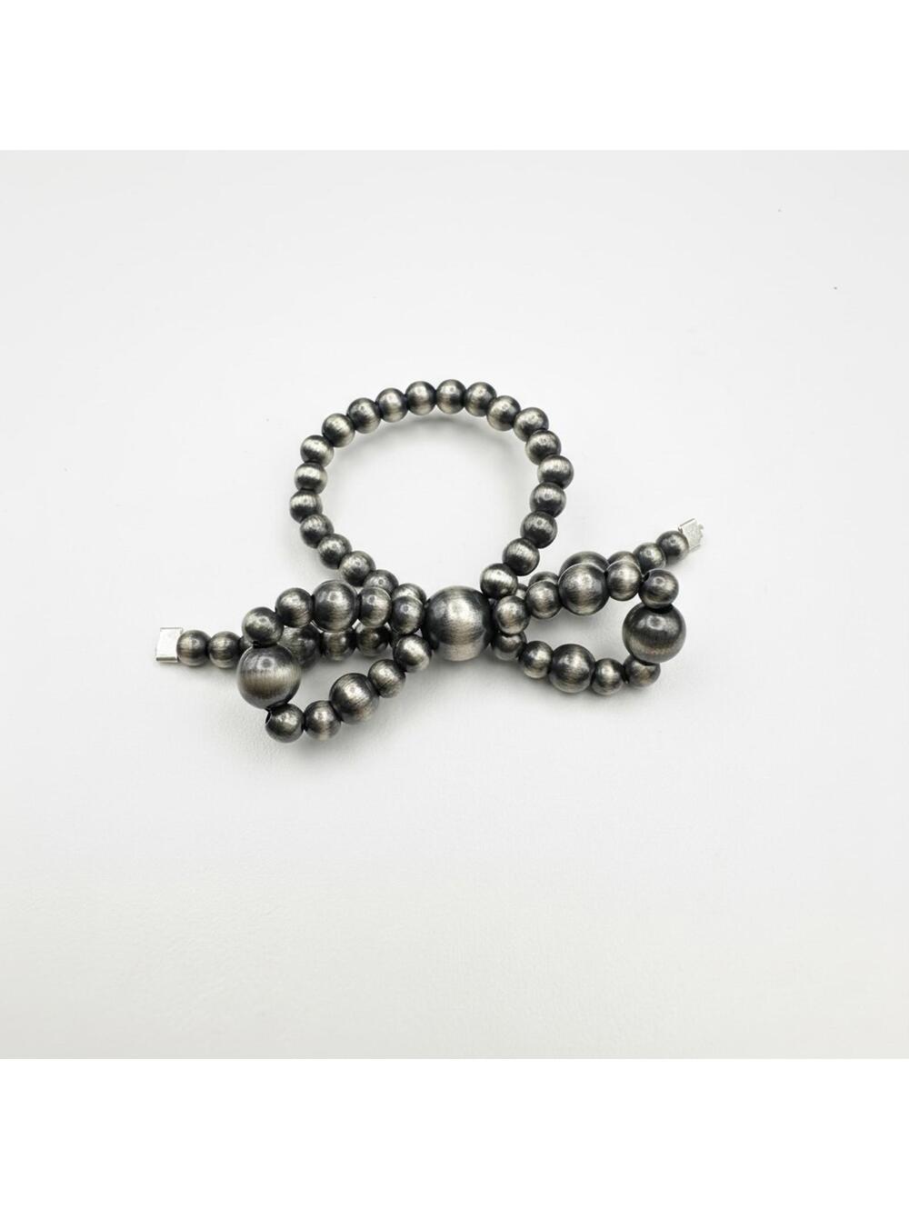 Sterling Silver Bead Bow Ring - Adjustable Size